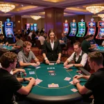 Players enjoying poker games at bl555 casino, showcasing vibrant atmosphere and thrilling action.