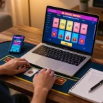 Engaging in online gaming with LV88, featuring a vibrant live casino setup, strategic options, and a cozy atmosphere.