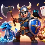 Experience thrilling gaming action with 98wincom0 featuring playful characters in a vibrant casino landscape.