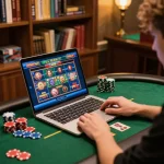 Engage in thrilling online gaming at Trang chủ fly88 with laptop displaying exciting slot games.
