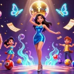 Experience excitement with Five88 as colorful lottery elements and a glamorous dancer create an exhilarating scene.