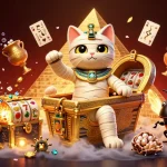 Experience exciting gameplay with the hm88 Egyptian mummy cat in a vibrant casino scene.