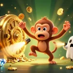 Experience the thrill of f8bet as a mischievous monkey juggles gold in a lively casino scene.