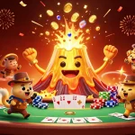 Experience the excitement of 98win's casino atmosphere with treasures and poker action.