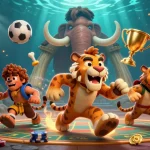 Go88 enhances your gaming with a vibrant prehistoric casino scene featuring lively characters.