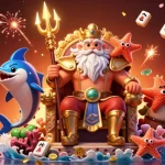 Experience the excitement of DN88 with Neptune and vibrant casino elements in this captivating 3D illustration.