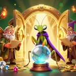 Experience phbet bet with a vibrant illustration showcasing a mystical fortune teller and a moth librarian amidst a treasure-filled casino.