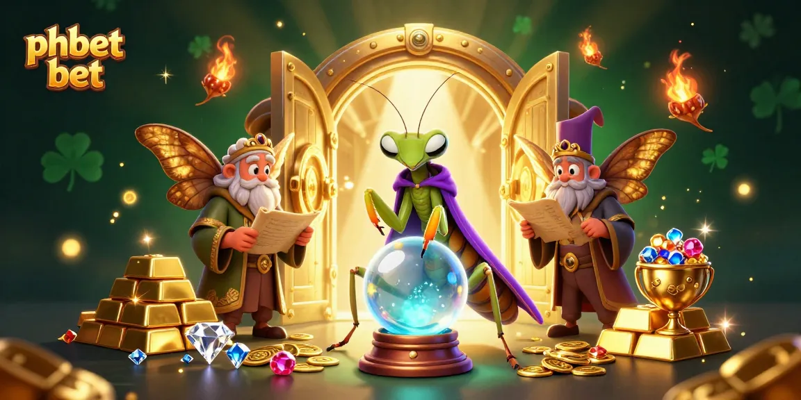 Experience phbet bet with a vibrant illustration showcasing a mystical fortune teller and a moth librarian amidst a treasure-filled casino.