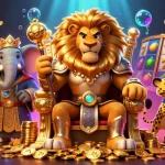Spin the nổ hũ slots to win big in this vibrant casino illustration showcasing a lively gaming atmosphere.