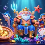 Win big at da88 with a vibrant underwater casino scene featuring Neptune and treasure.